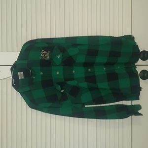 Green buffalo plaid shirt w/ logo: SUNY ESF